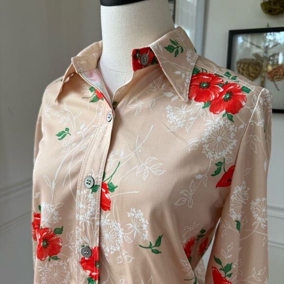 Vintage 70s Cue Trench New York Blouson Top M L - Picture 4 of 8